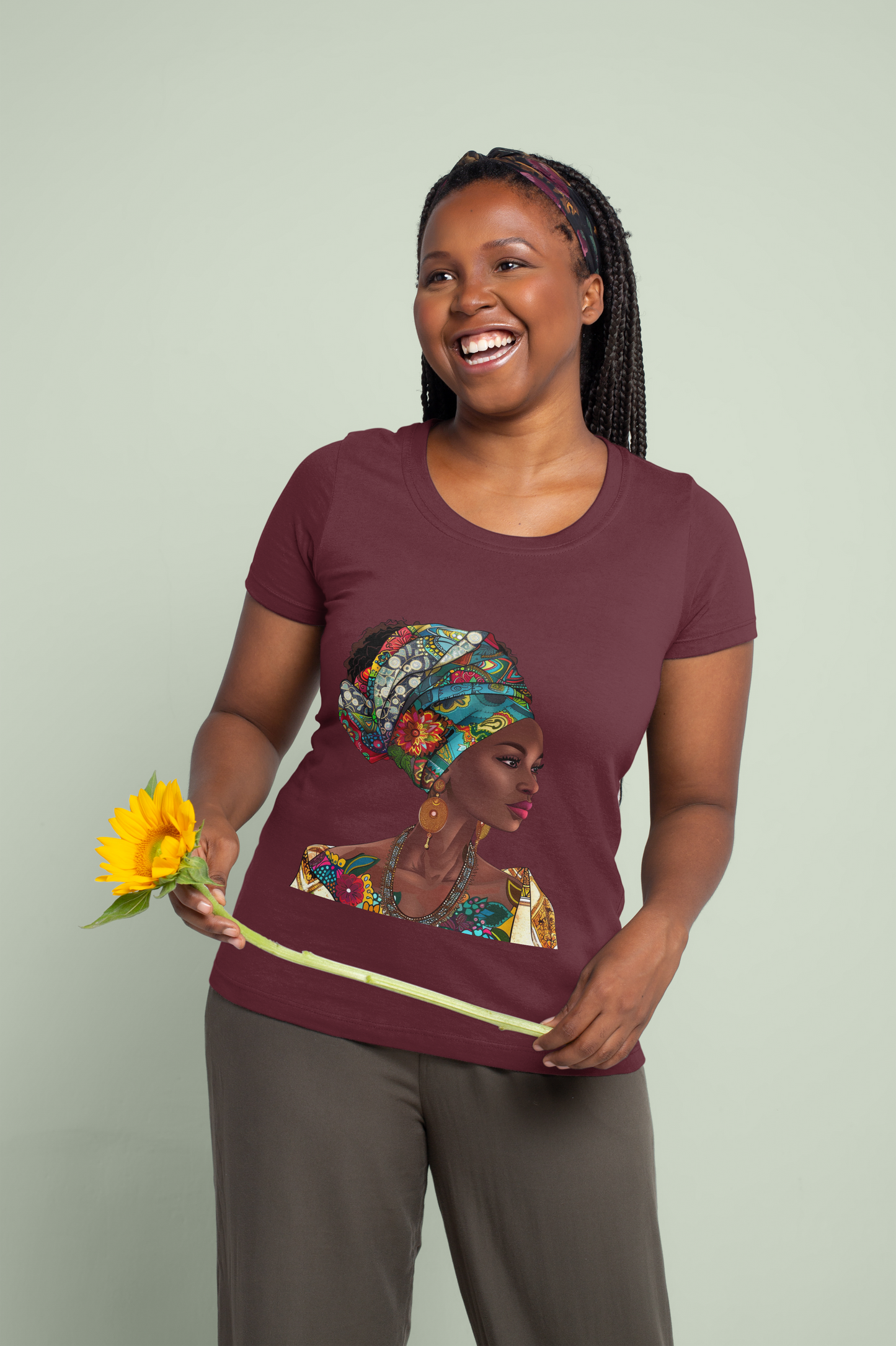 Female T shirt with an african woman print