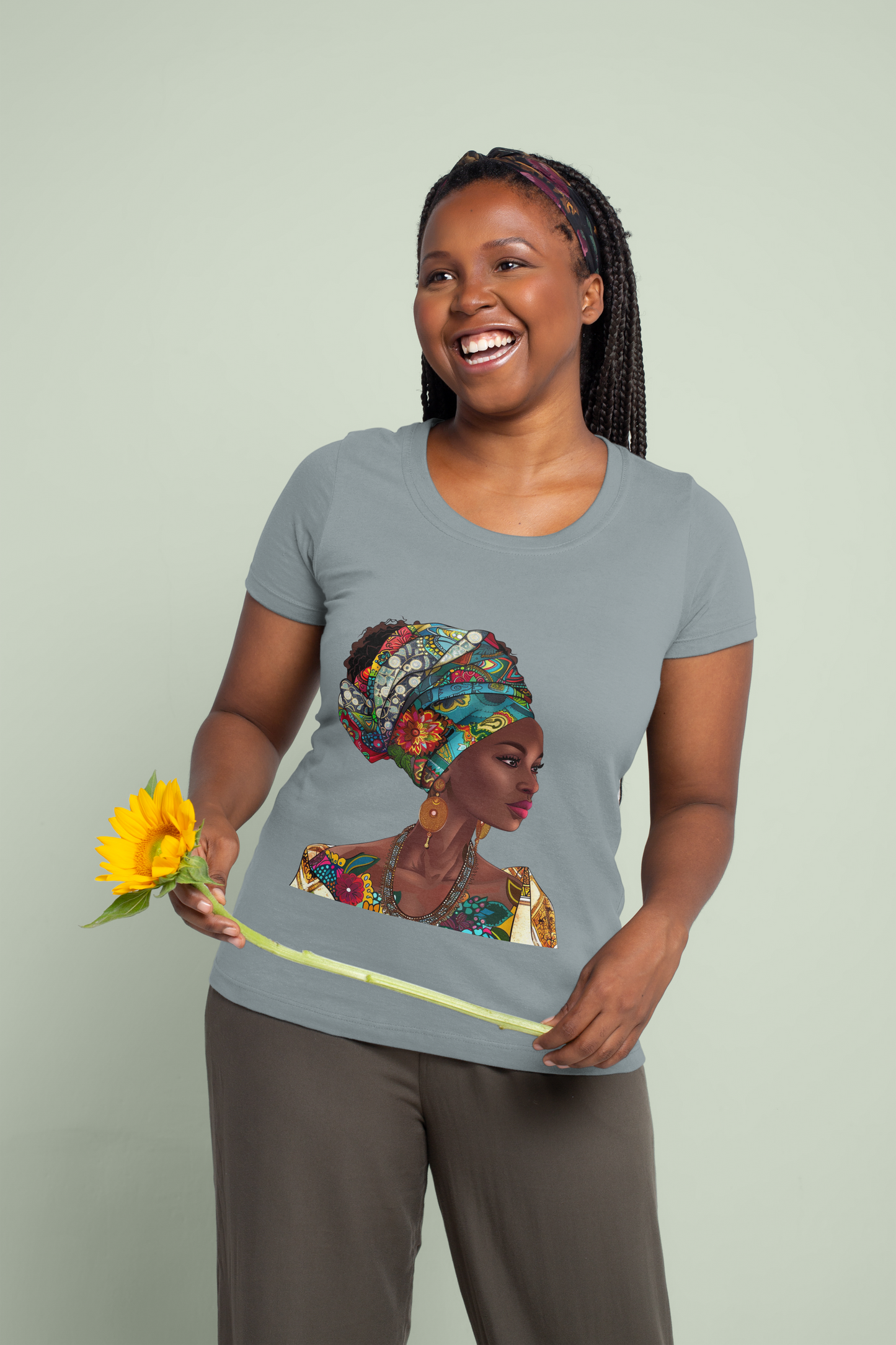 Female T shirt with an african woman print
