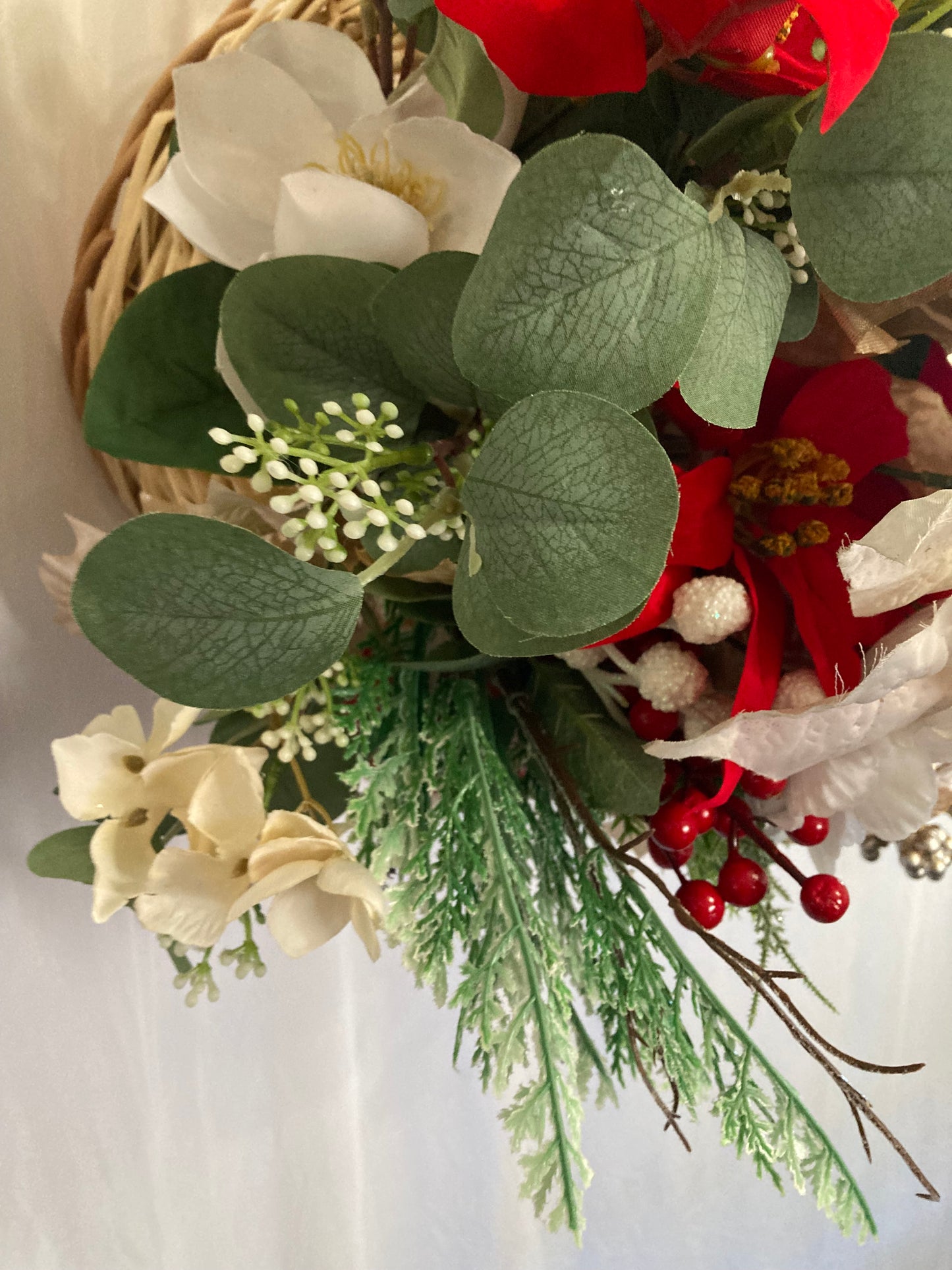 Christmas Door Basket Door Hanger Christmas floral basket