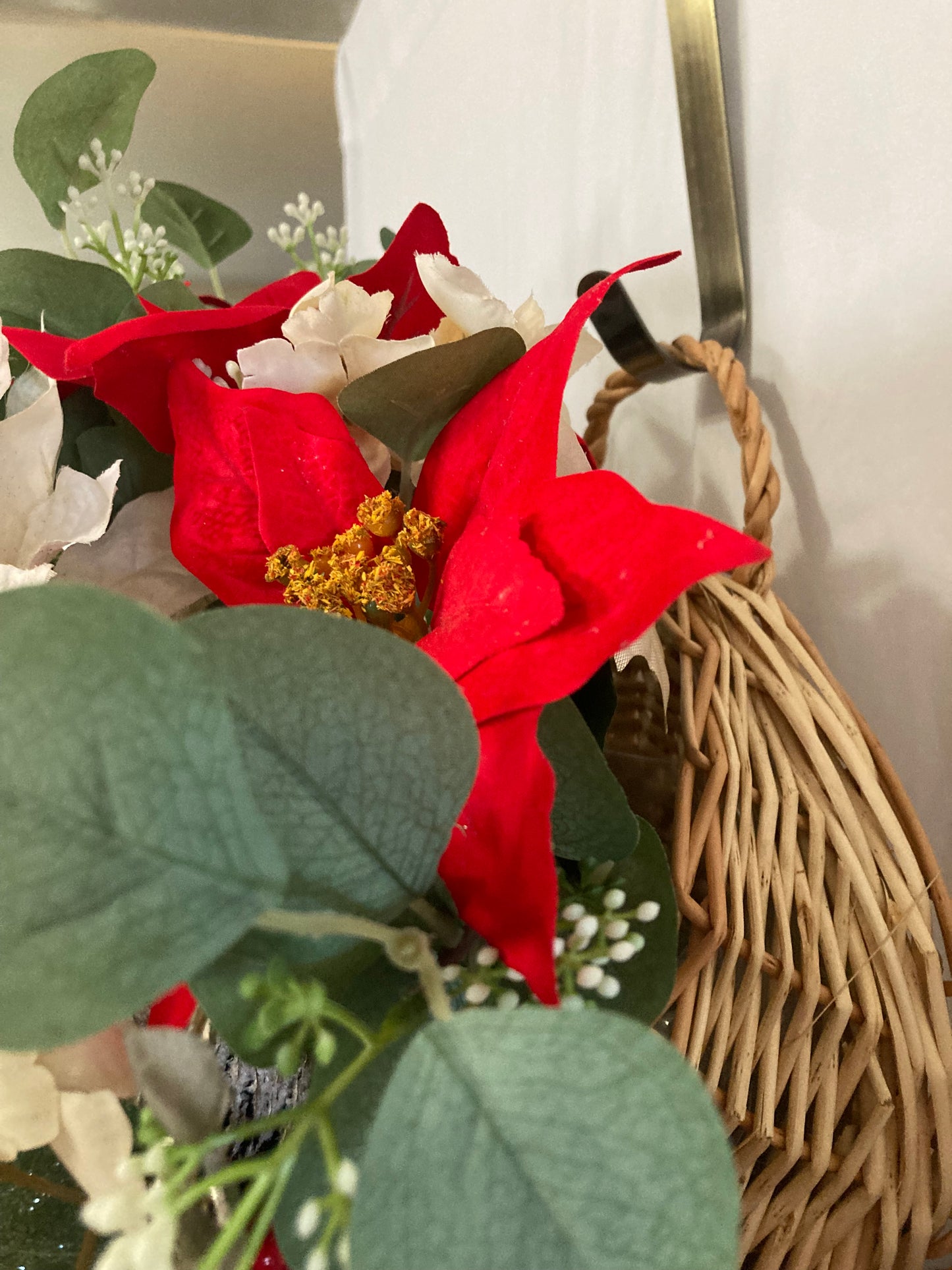 Christmas Door Basket Door Hanger Christmas floral basket